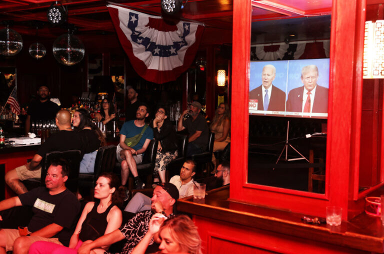 Americans Across The Nation Watch The First Presidential Debate Between Joe Biden And Donald Trump