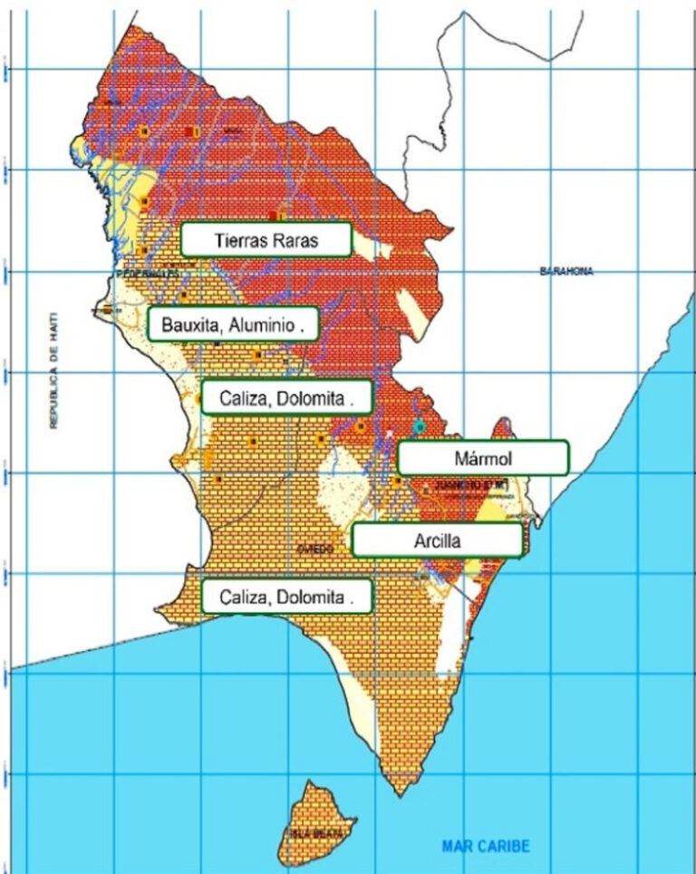 Mapa de tierras raras en RD