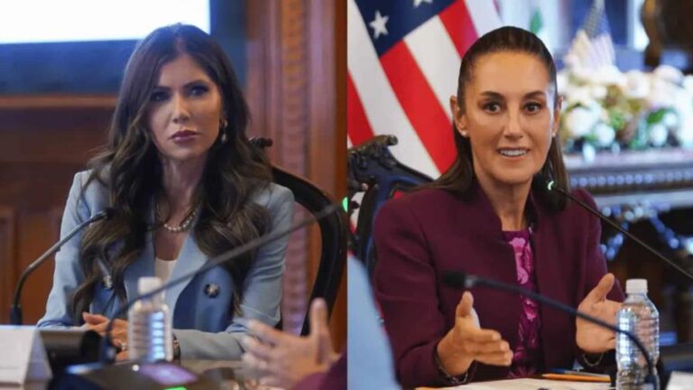 Kriati Noem, secretaria seguridad USA y la presidenta de Mexico Claudia Sheinbaum