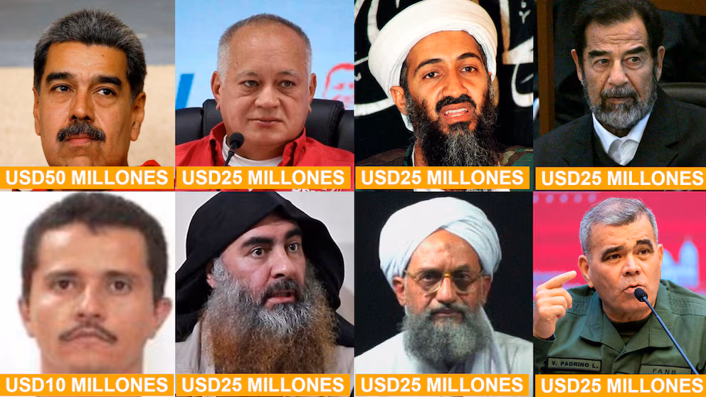 Maduro encabeza valor de la recomensa por su captura