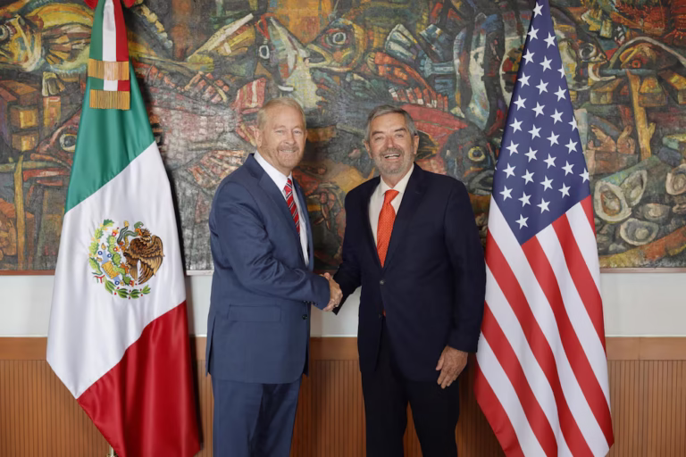 Ronald Johnson, embajador USA en Mexico y Juan Ramon de la Fuente, encargado relaciones exteriores de Mexico