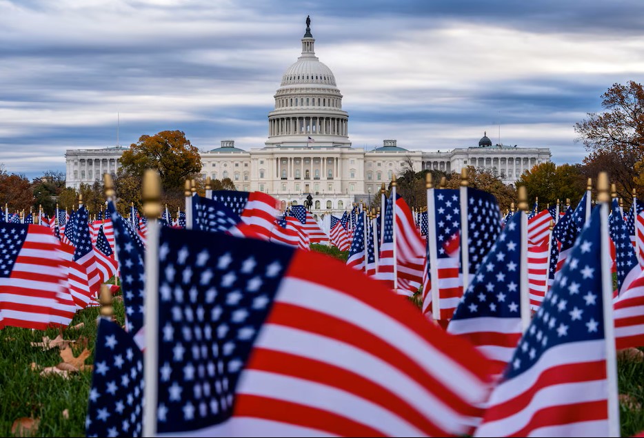 Banderas de EEUU cerca del Capitolio 2