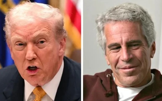 Pie de foto Trump y Epstein