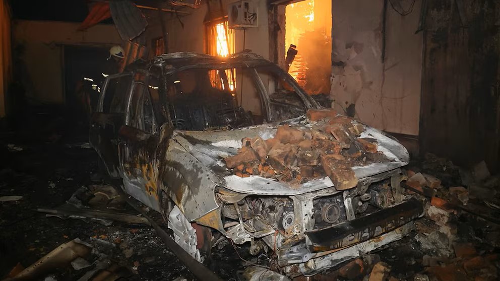 Efecto de misil lanzada por Rusia en Ucrania