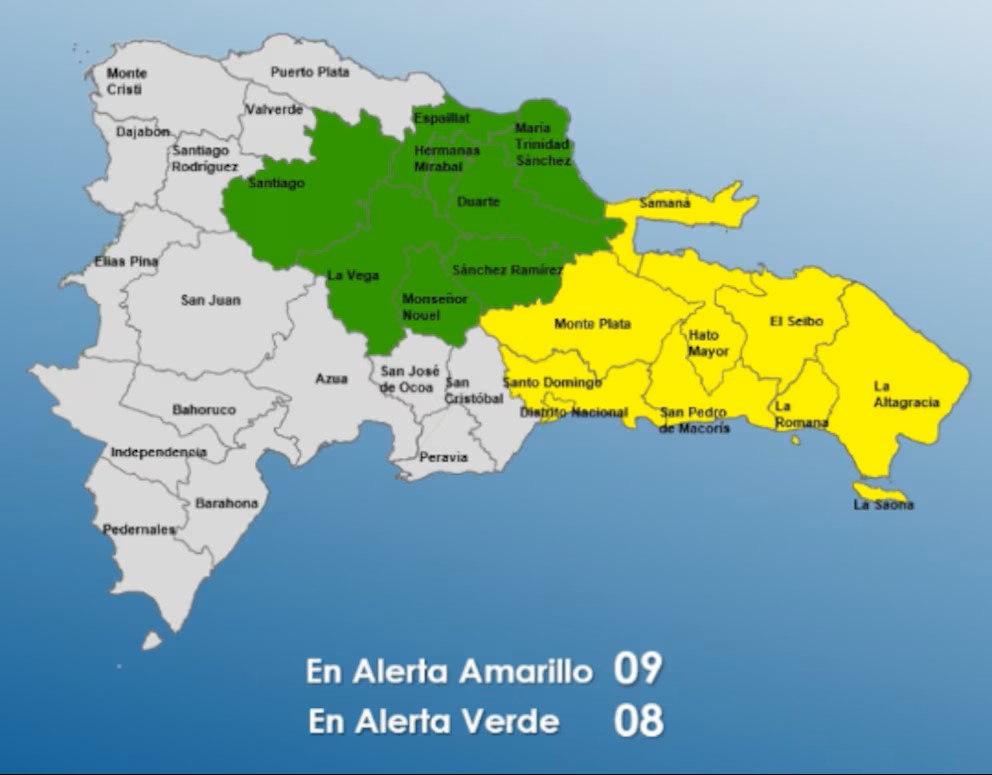 9 provincias en dominicana bajo alerta por lluvias