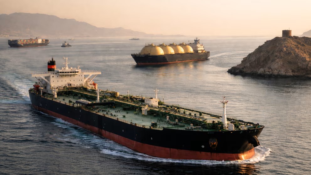 Barco cruzando el estrecho de Ormuz