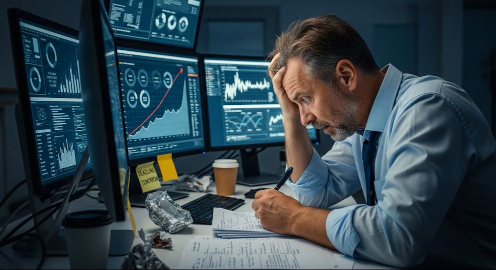 Ejecutivo estresado por lo que se avecina