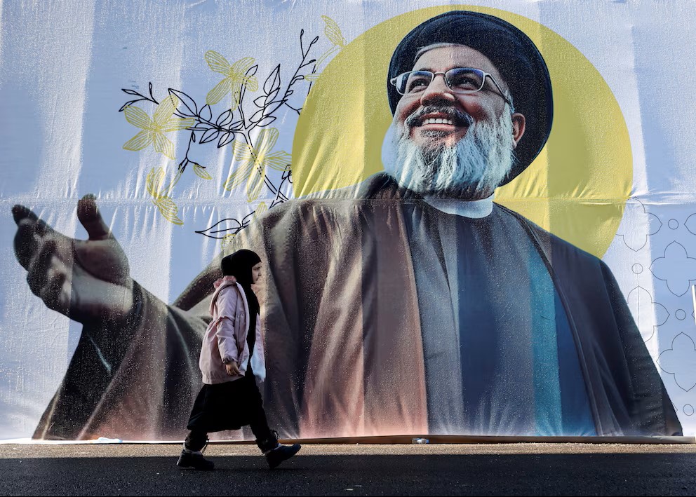 Poster de Hassan Nasrallah. abatido el año pasado