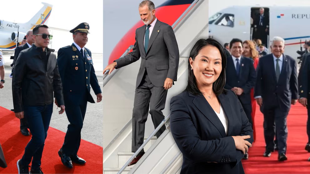 Mandatarios que llegan a Peru por toma posesion de Keiko