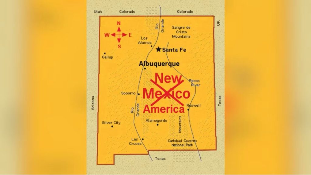 Mapa de Nuevo Mexico publicado por Trump cambiandole el nombre